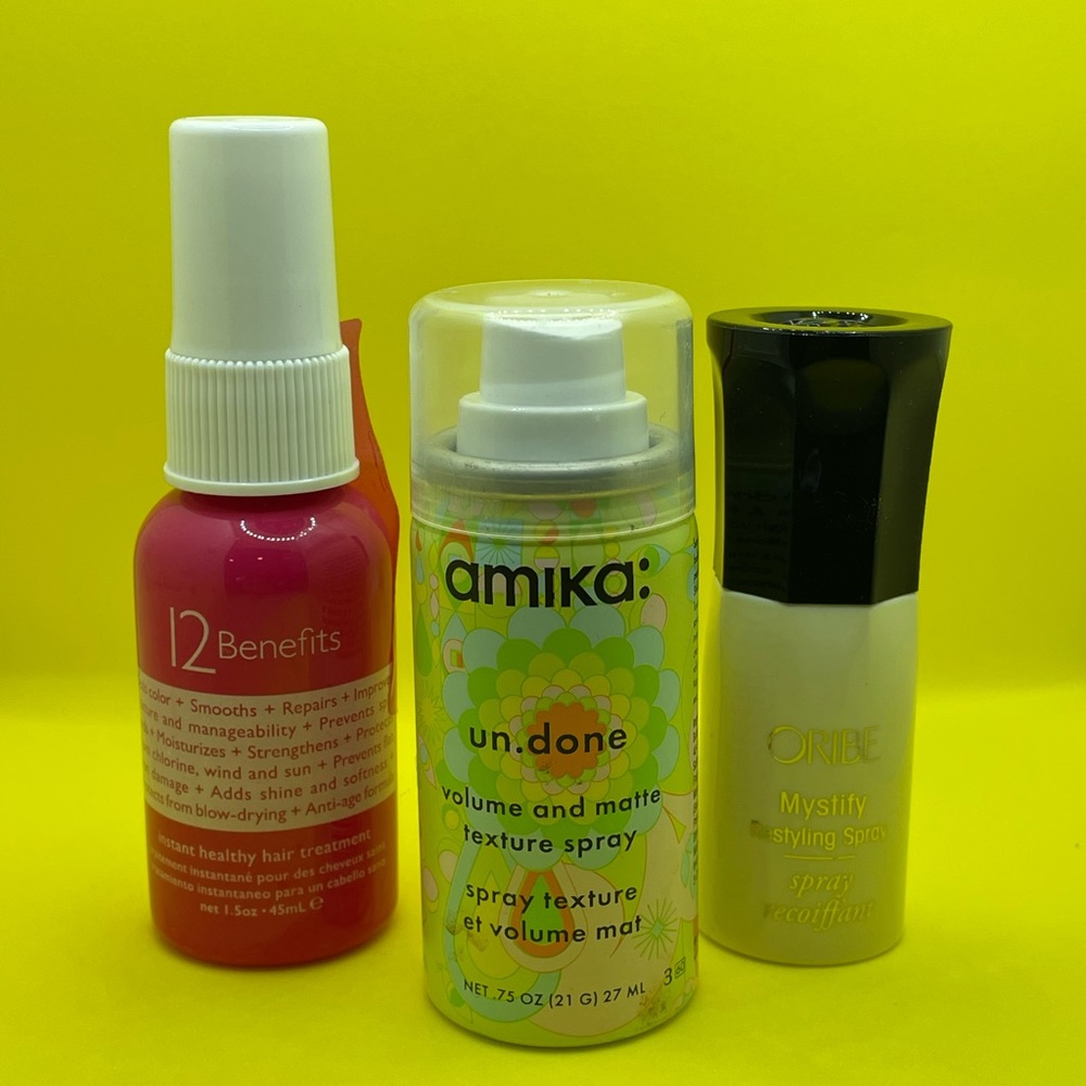 Amika, Oribe, 12 Benefits - Lot of 3 travel size hair products